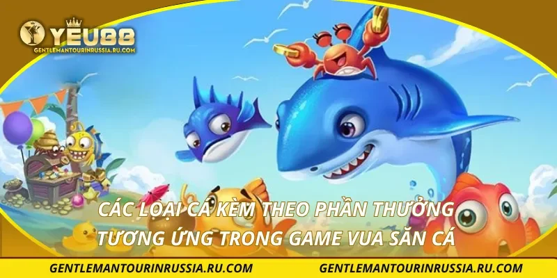 Các loại cá kèm theo phần thưởng tương ứng trong game vua săn cá